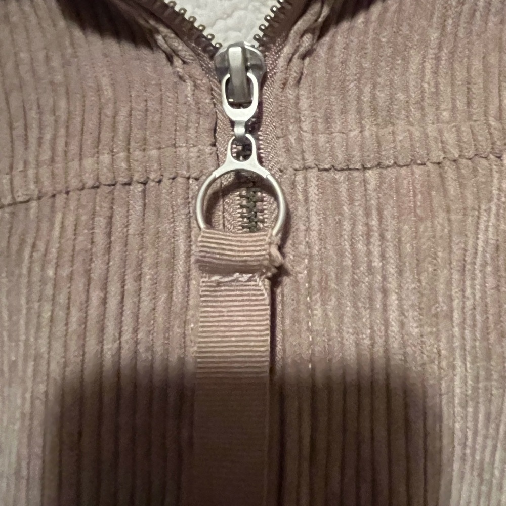 Ashley Sunrise Collection Corduroy Sherpa Hoodie Jacket Taupe Medium - Picture 6 of 7